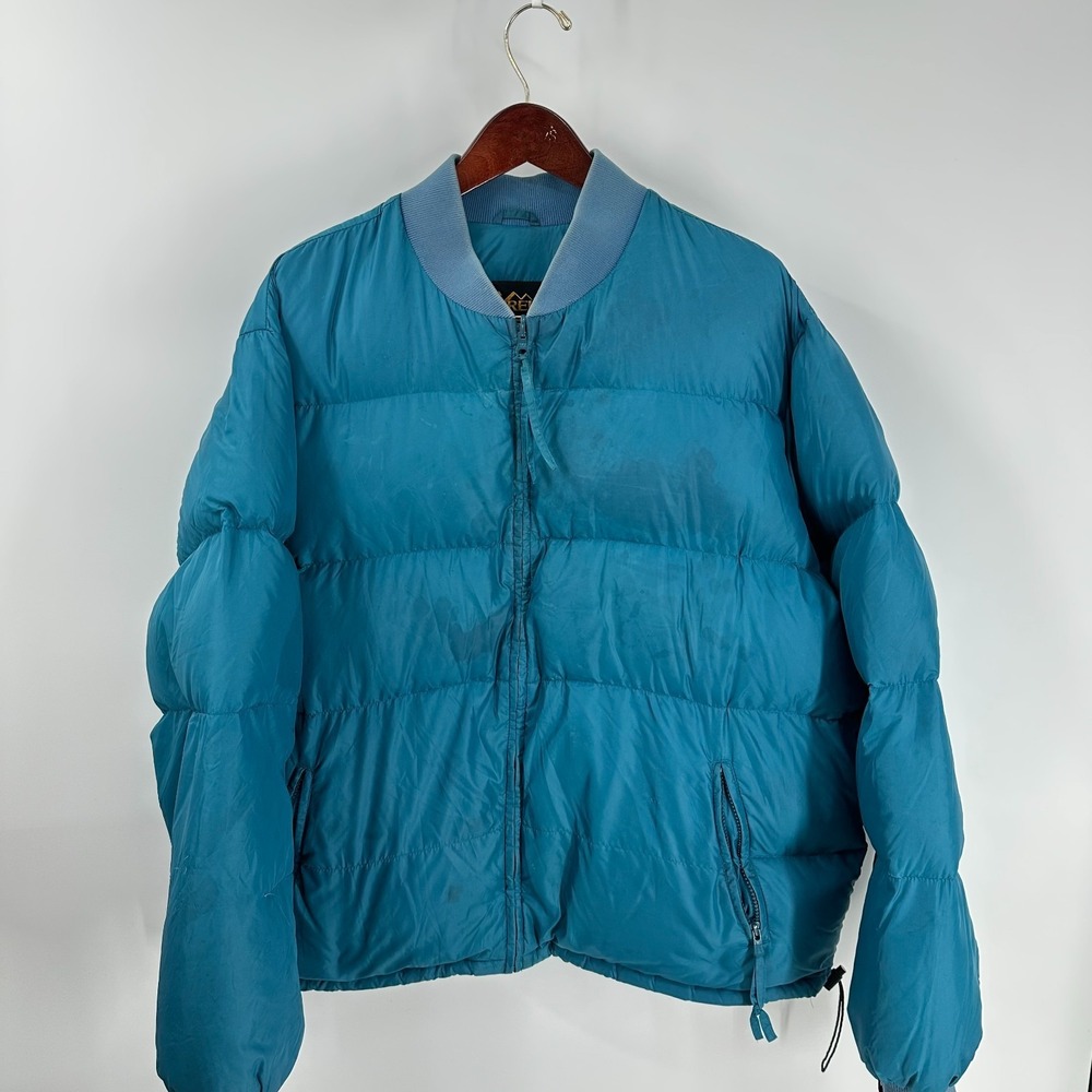Vintage 90's REI‎ Zipped Pockets Outdoor Down Full Zip Puffer Jacket Blue